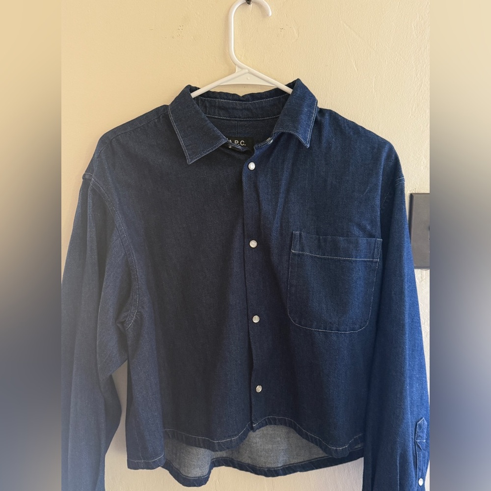 APC Samantha Denim Jacket/Shirt in Washed Indigo - Picture 2 of 11
